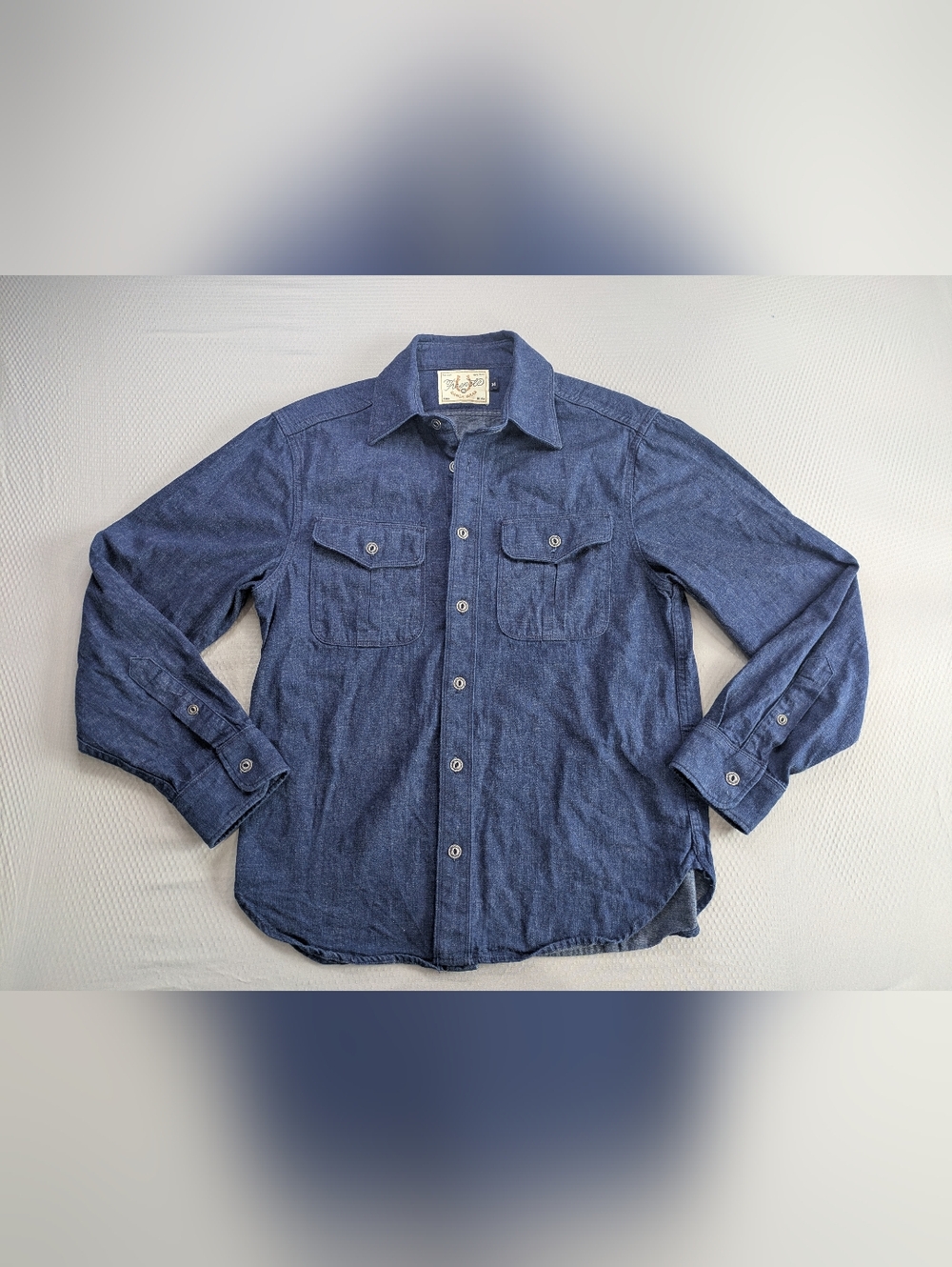 Freenote Cloth Woven Denim Japanese Cotton Long Sleeve Western Work Shirt Size M